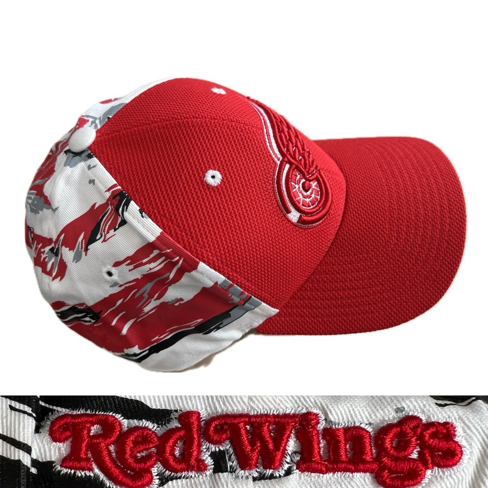 XL Zephyr Detroit Red Wings Hat Fitted Colorsplash Red Big Logo NHL Hockey Cap